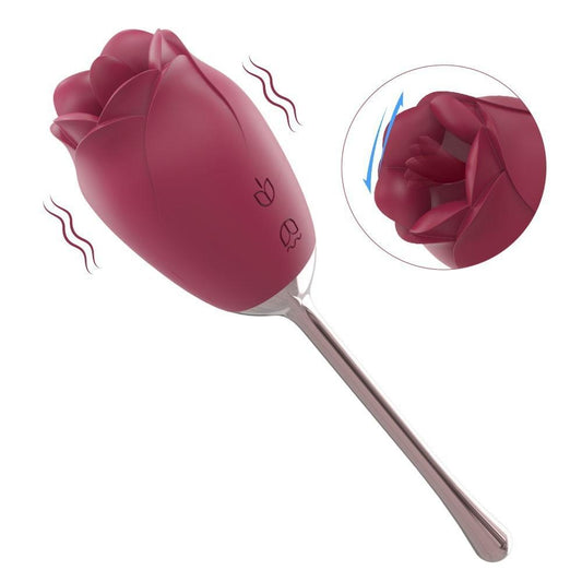 Rose Vibrator with 9 Vibrating & 9 Tongue Licking Modes