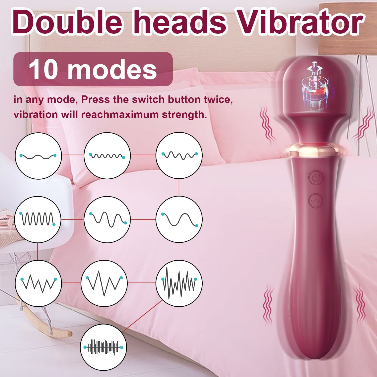 10 Vibrating Double-headed Heating Vibrator Female Wand Massager