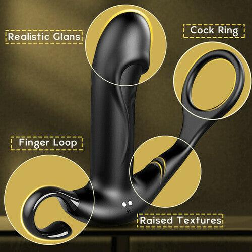 10 Thrusting & Vibrating Remote Control Prostate Massager with Finger Loop - propinkup