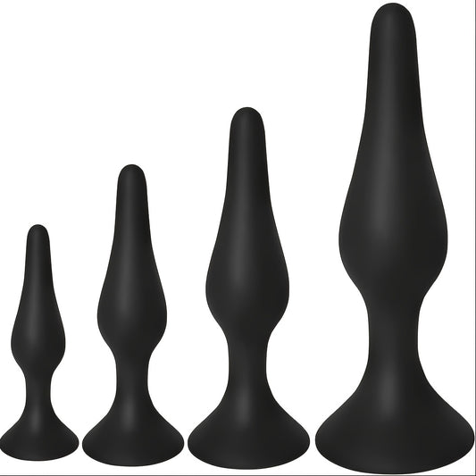 Juego de tapones anales de 4 piezas, juguetes sexuales anales de silicona para principiantes 