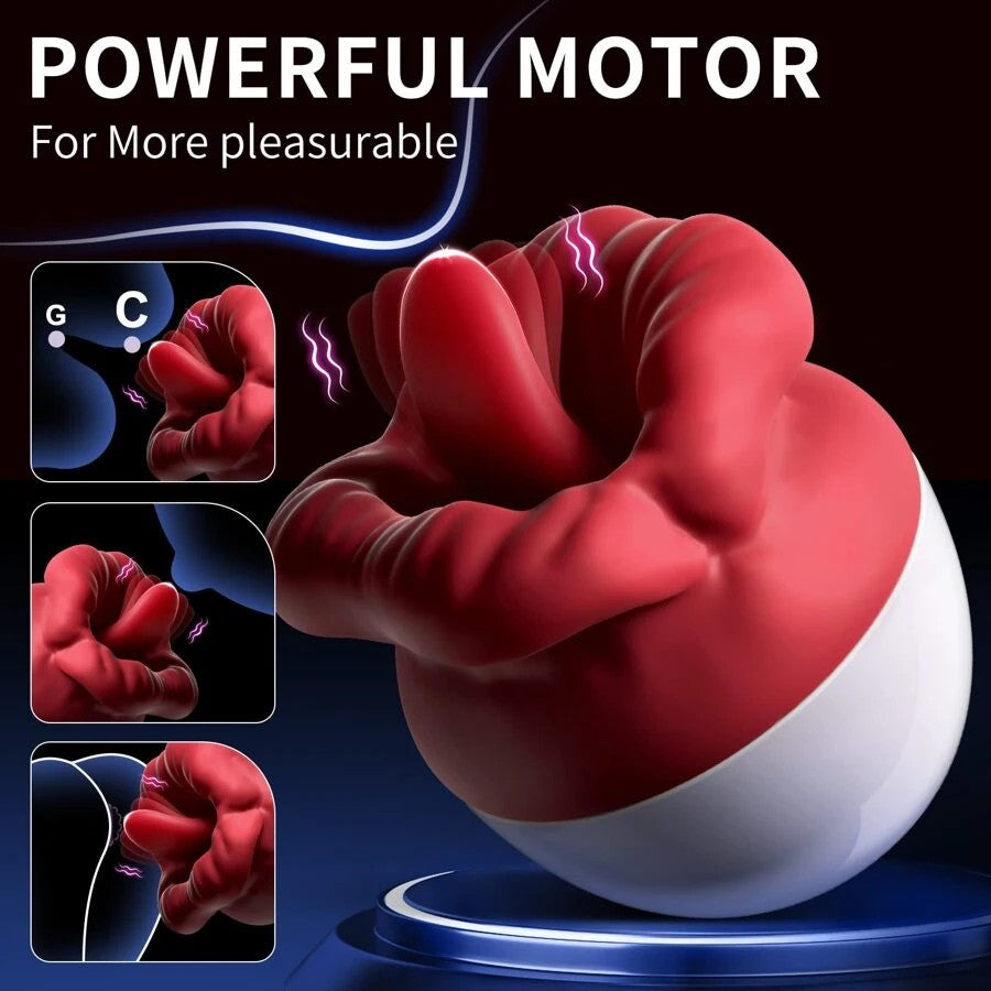 Rose Vibrator Sex Toys for Women Adult Toy with 10 Vibrating & 10 Tongue Licking Modes Nipple Clitoral Vibrators