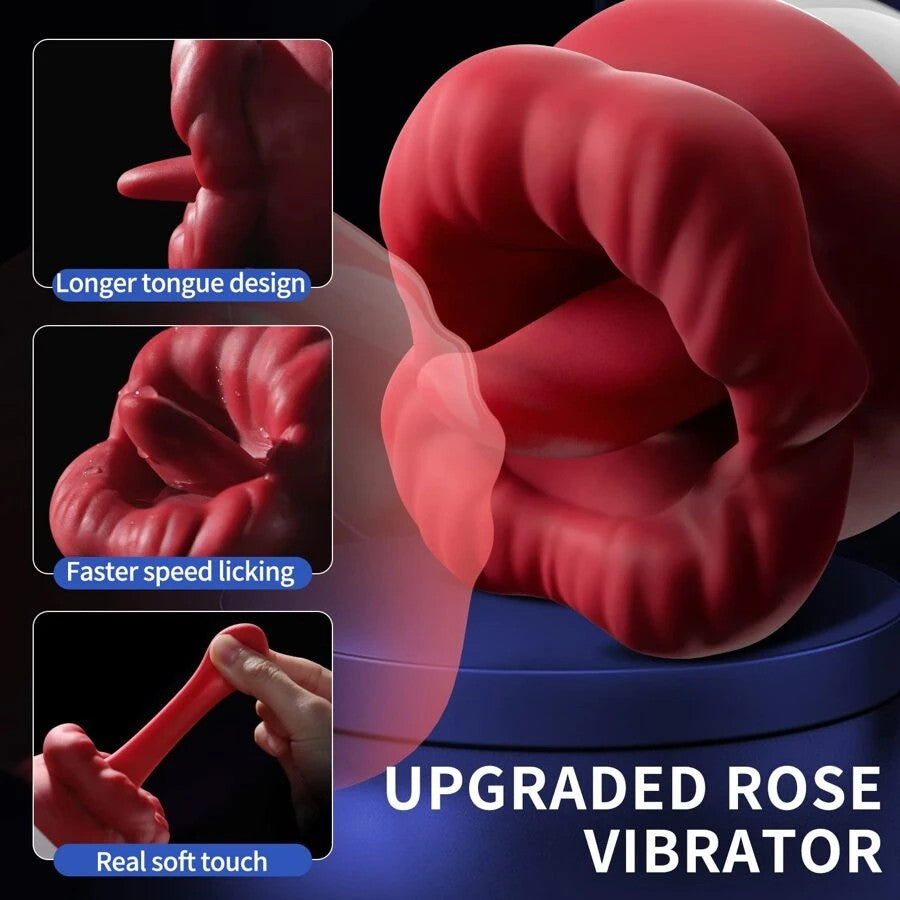 Rose Vibrator Sex Toys for Women Adult Toy with 10 Vibrating & 10 Tongue Licking Modes Nipple Clitoral Vibrators