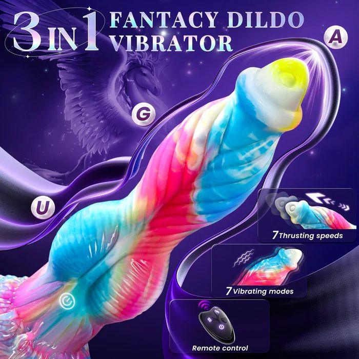 Plus Size Monster Dildo Vibrator 3 in 1 Remote Sex Toy for Woman 10.2 inch - propinkup