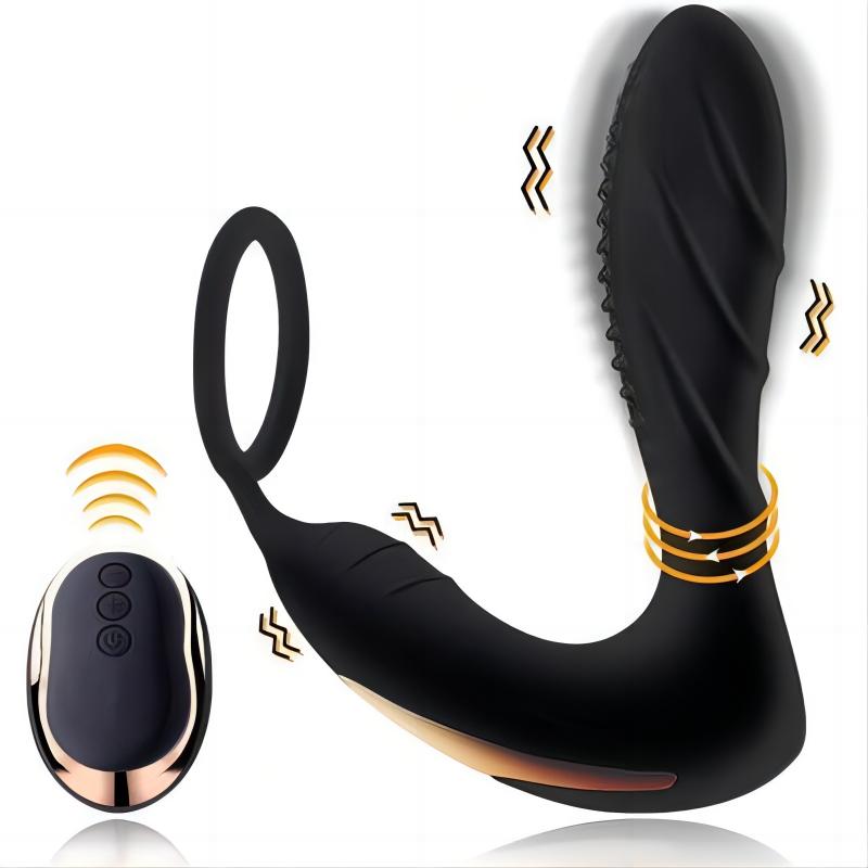 2 IN 1 Anal Toy Penis Vibrator Dual-Motor Prostate Massager With Penis Ring Cock Ring