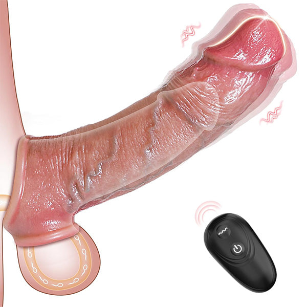 Penis Vibrator Sex Toys - Male Sex Toys for Men Penis Extender Vibrating Dildo Cock Vibrator Sleeve 10 Modes Remote Control Adult Toy