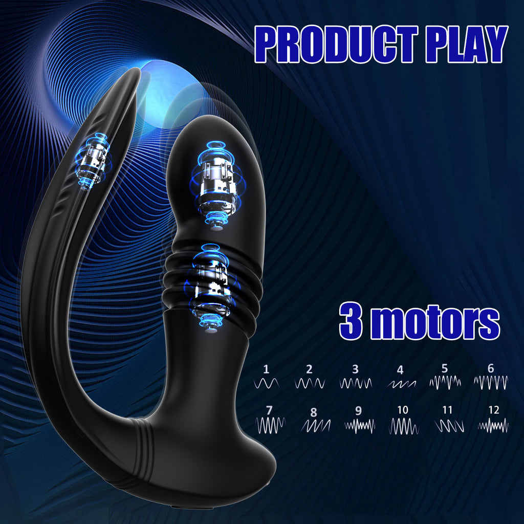 3 Telescopic 12 Vibrations Dual Motors Prostate Massager With Remote C Propinkup 