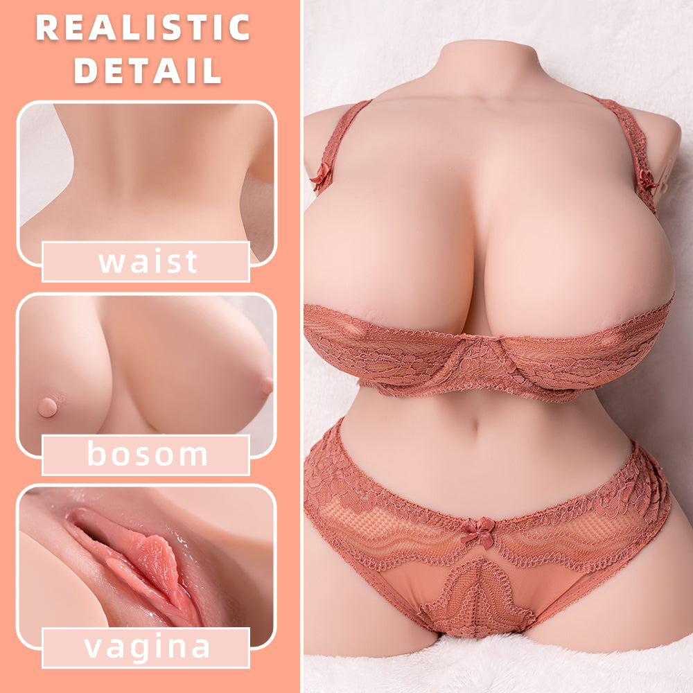 Auto Sex Doll Realistic 18.73lb Tiny Curved Torso with Soft Big Boobs & Vaginal Anal Dual Channels - propinkup