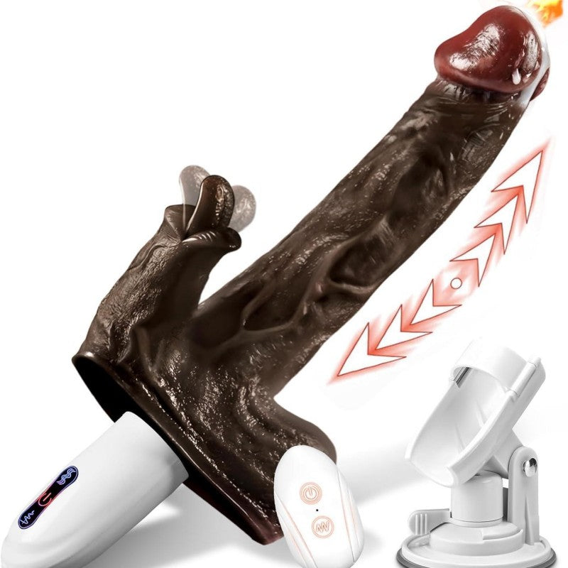 Sex Machine Thrusting Dildo with 8 Vibrating & Thrusting Modes Remote Control Tongue-Licking Dildos with Suction Cup for Hands-Free Play