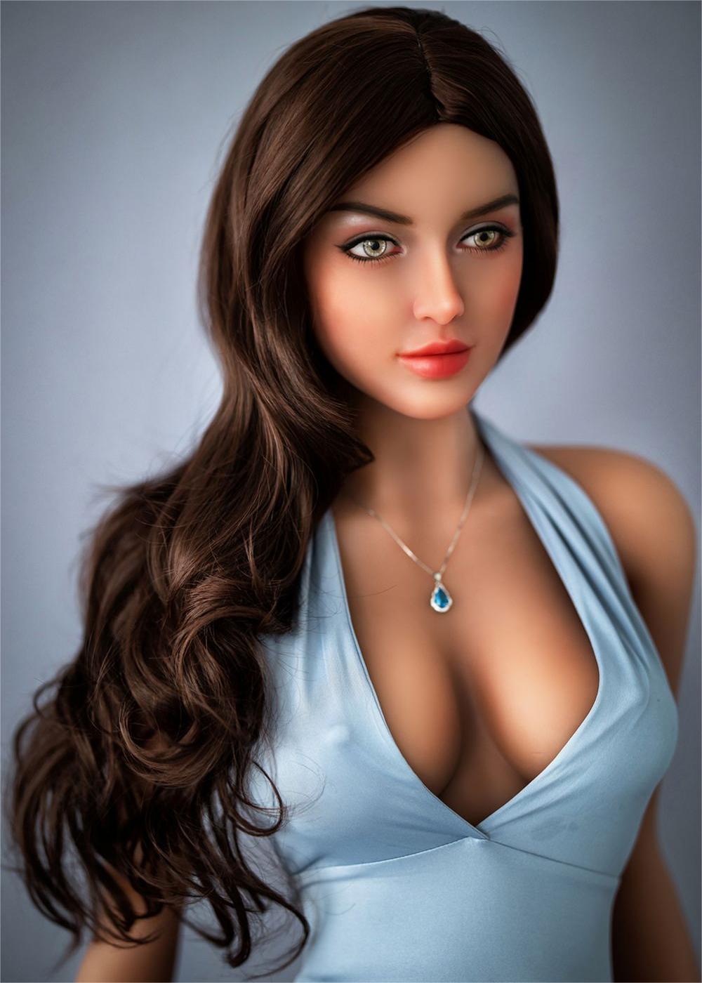 65.4IN 72.8LB Sexy Secretary Doll Wheat-colored Skin Curly Brown Hair Charming Toy - propinkup