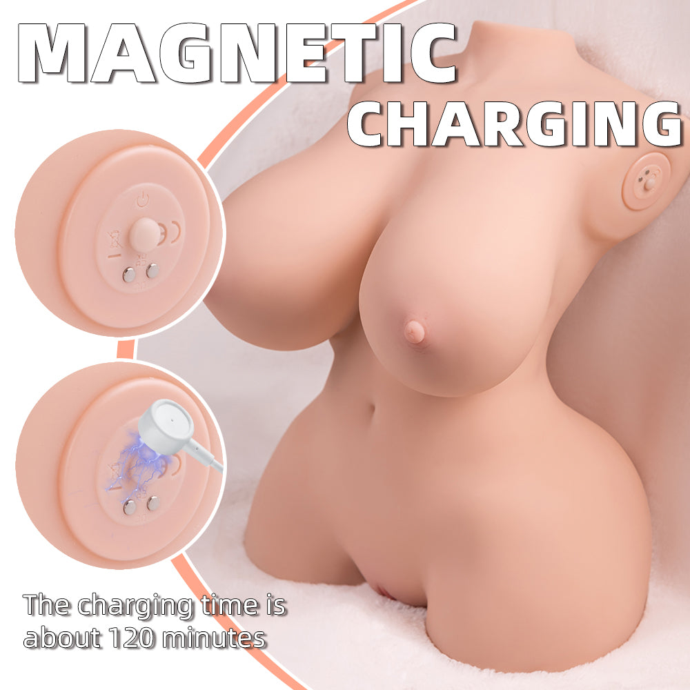 Auto Sex Doll Realistic 18.73lb Tiny Curved Torso with Soft Big Boobs & Vaginal Anal Dual Channels - propinkup