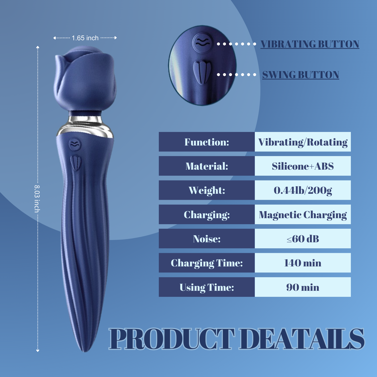 【US Warehouse Available Only】Unisex Anal Plug Head Vibration Roration Butt Plug Anal Sex Prostate Massager