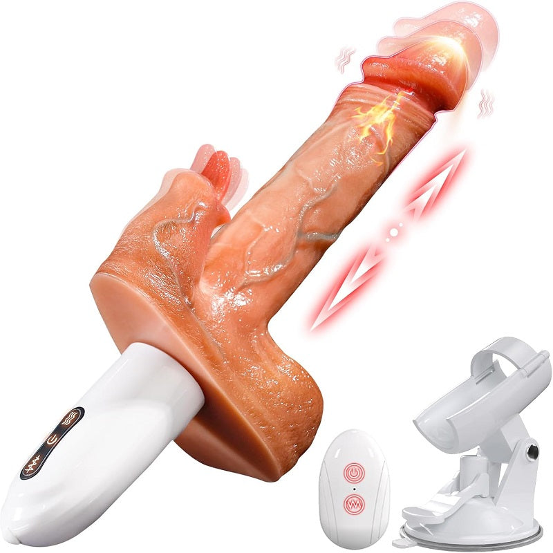 Sex Machine Thrusting Dildo with 8 Vibrating & Thrusting Modes Remote Control Tongue-Licking Dildos with Suction Cup for Hands-Free Play