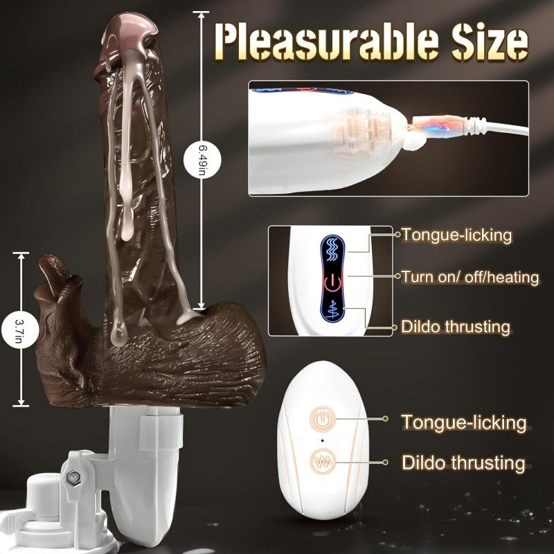 Sex Machine Thrusting Dildo with 8 Vibrating & Thrusting Modes Remote Control Tongue-Licking Dildos with Suction Cup for Hands-Free Play