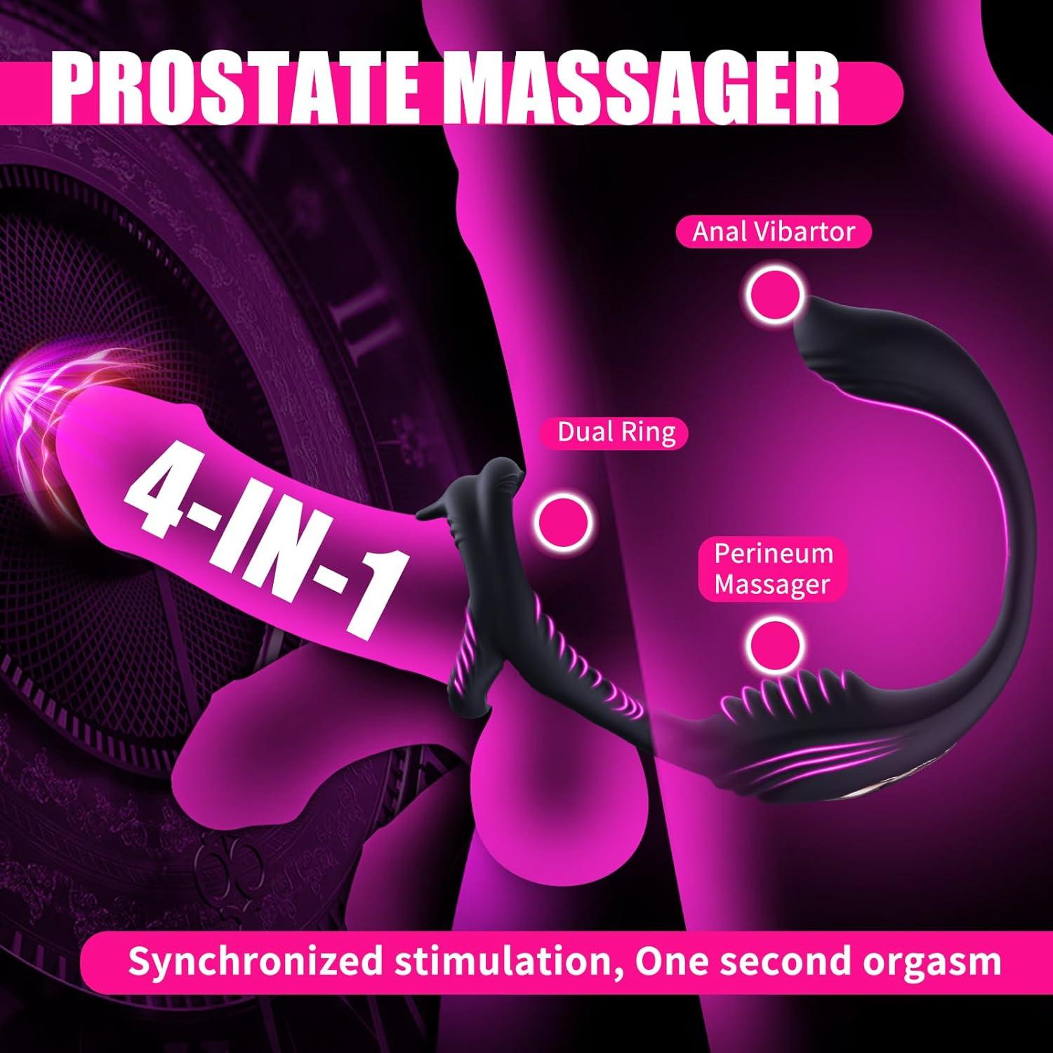 Male Prostate Massager 7 Vibration Modes Anal Vibrator with Penis Ring & Remote Controller Adult Sex Toys - propinkup