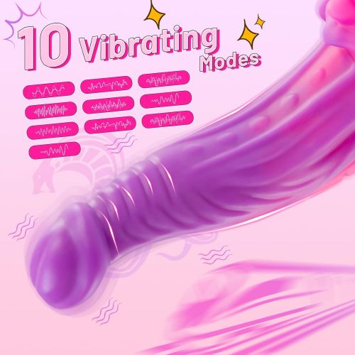 8in Fantasy Monster Dildo Thick Tentacle Dildos with 10 Vibration Modes Remote Control Vibrator Adult Sex Toy