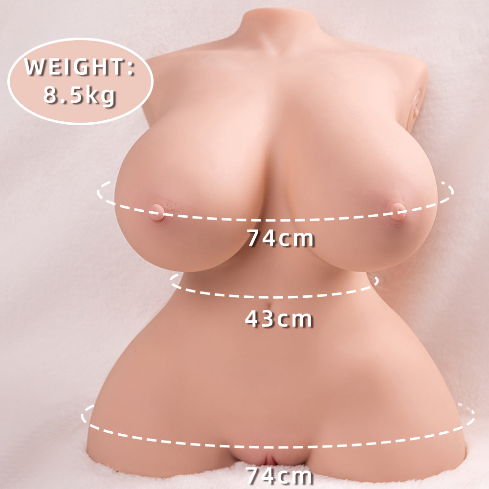 Auto Sex Doll Realistic 18.73lb Tiny Curved Torso with Soft Big Boobs & Vaginal Anal Dual Channels - propinkup