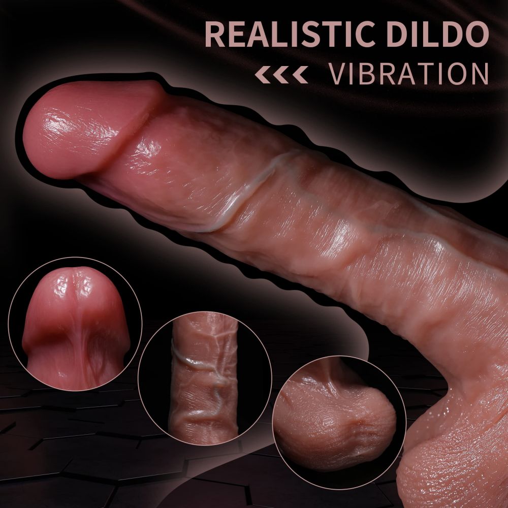 Plus Size Realistic Dildos Thrusting Dildo Vibrator with 5 Thrusting Modes 9.5 Inch