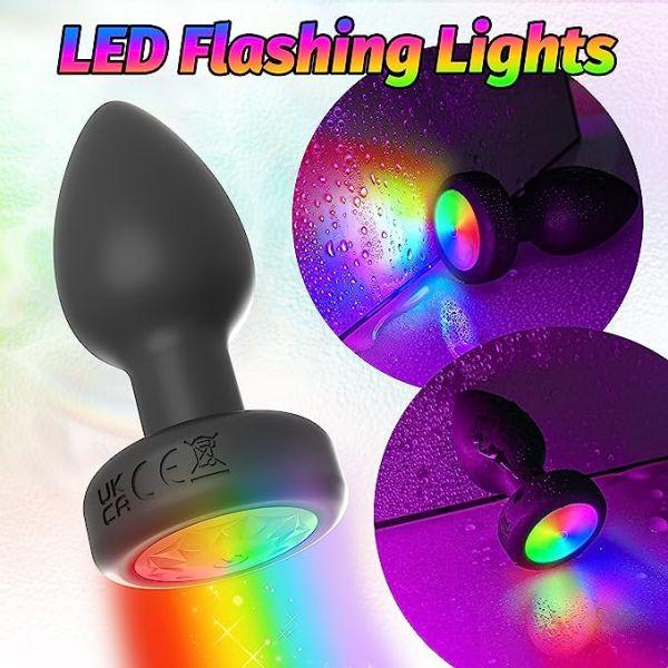 7 Vibrating LED Flashing Lights Anal Plug with Remote Controller