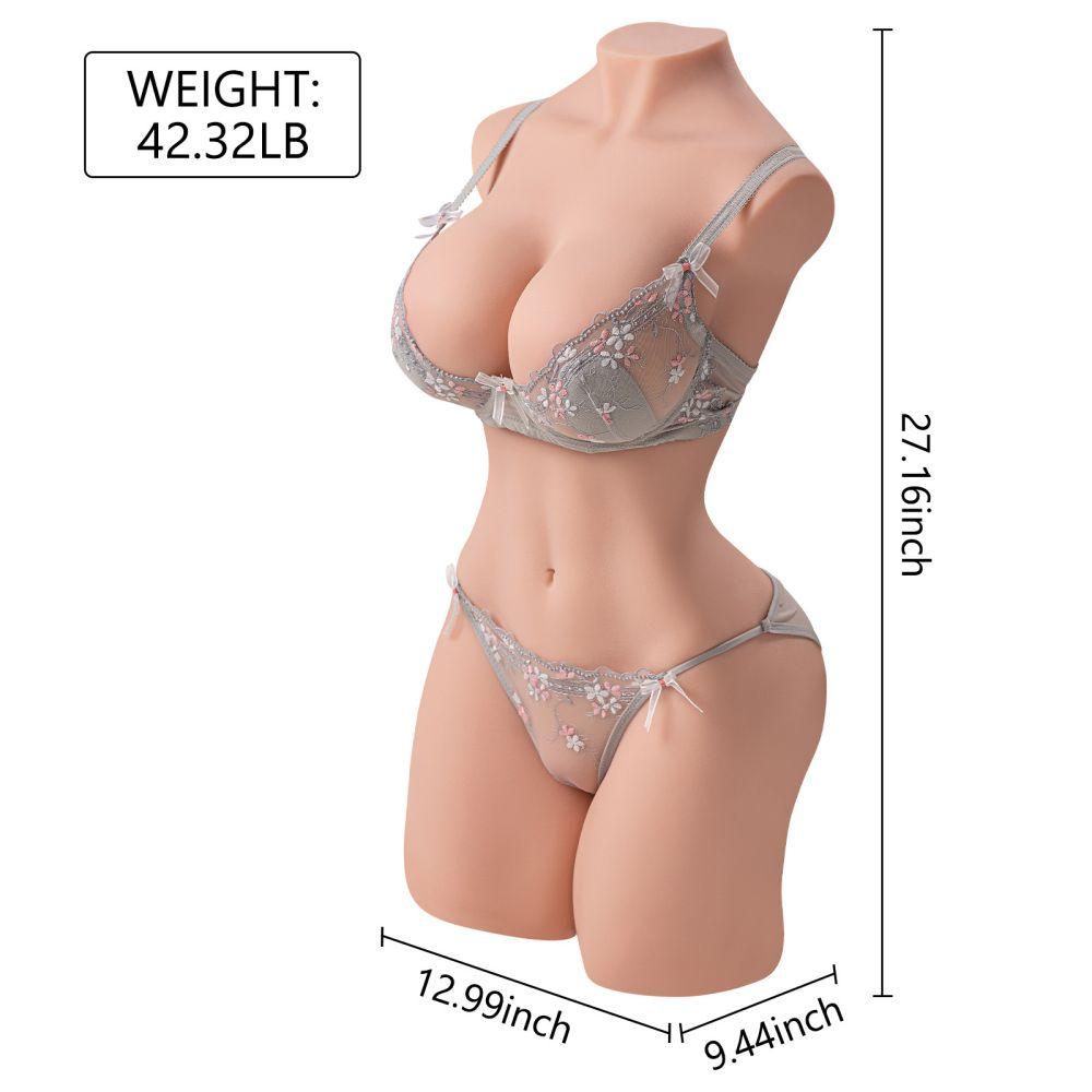 Erika Realistic Sex Doll 42.32lb Lifelike Male Masturbator with Dual 3D Texured Channels - propinkup