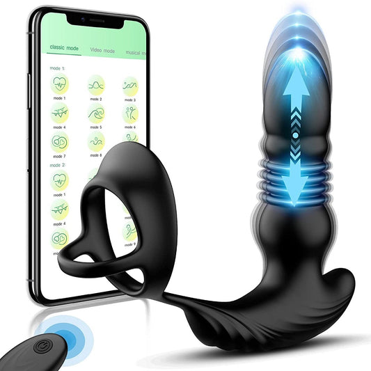 Prostata-Massagegerät mit 10 Frequenzen und Vibration, App und Fernbedienung 