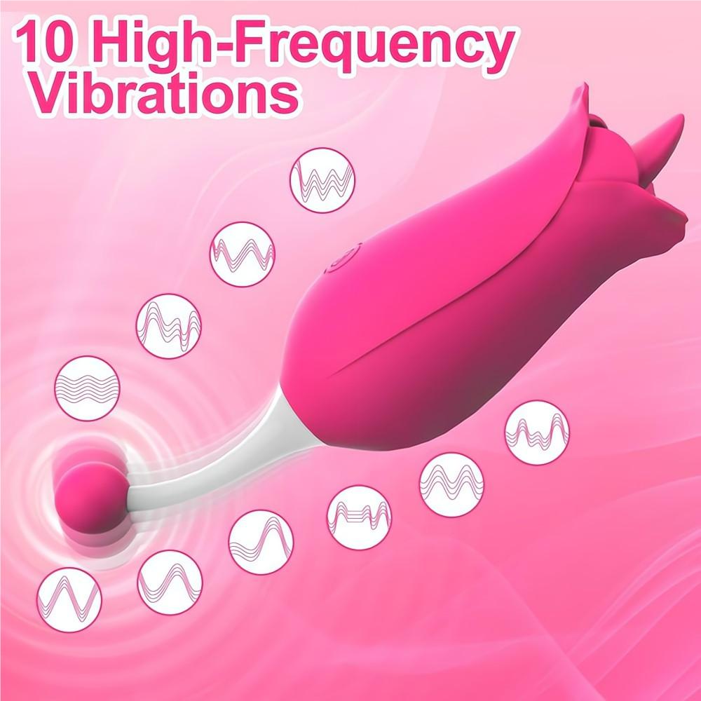 2 IN 1 Licking & High-Frequency G-Spot Rose Vibrator