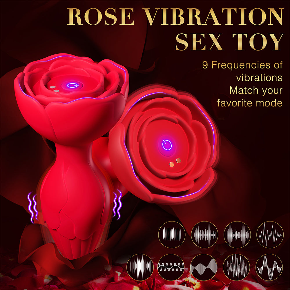 APP Remote Control Rose Butt Plug Vibrating Anal Plug Sex Toy With 9 Vibration Modes