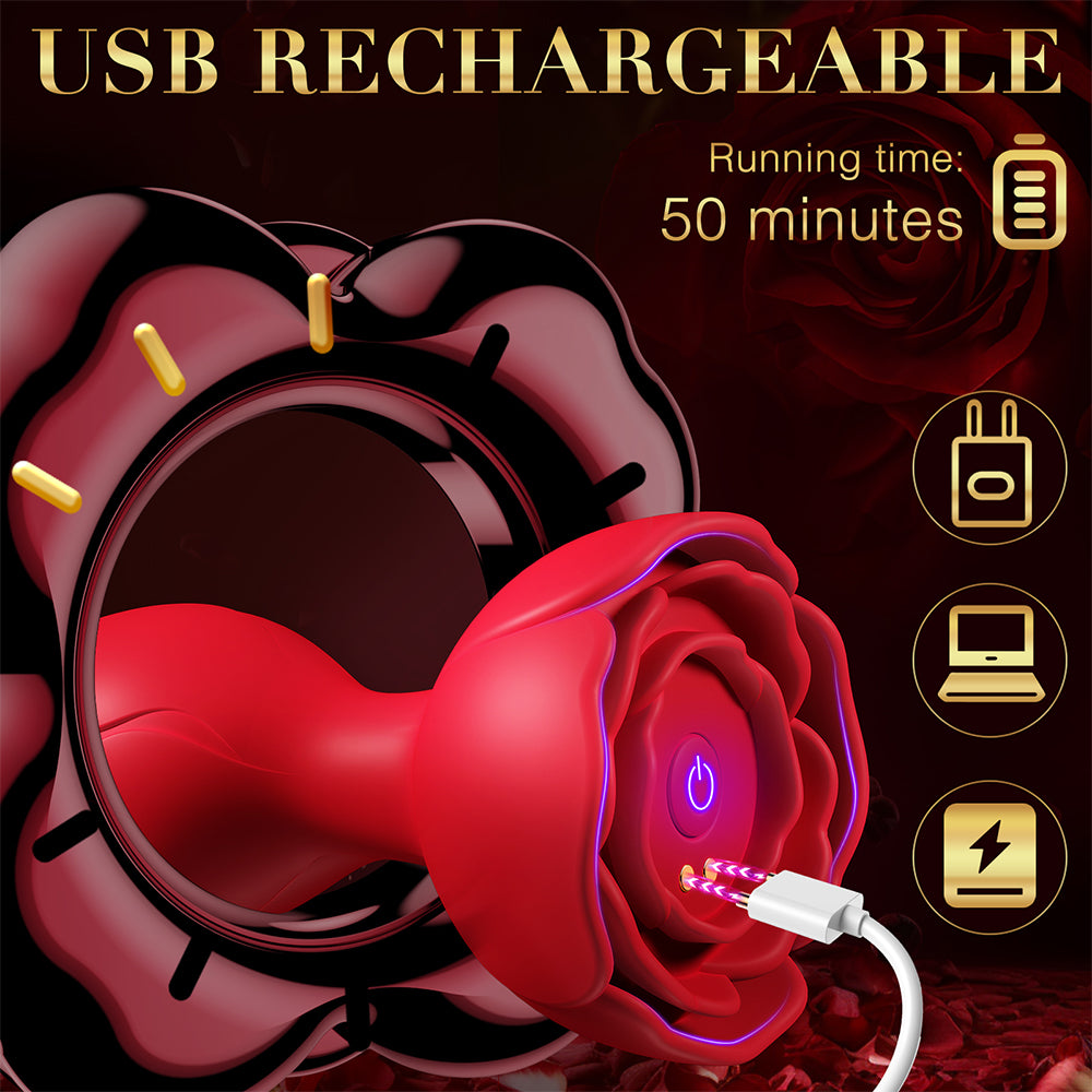 APP Remote Control Rose Butt Plug Vibrating Anal Plug Sex Toy With 9 Vibration Modes