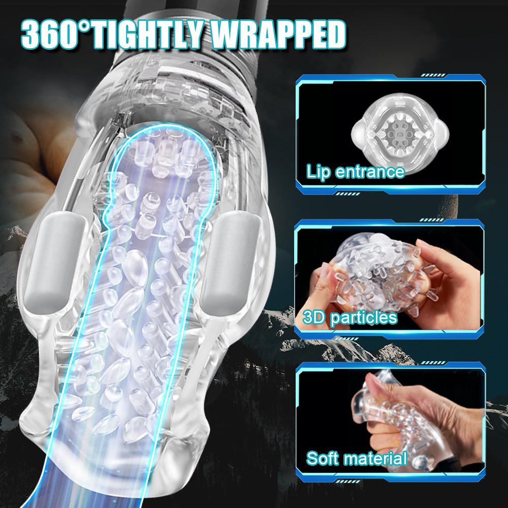 Amber - Double Egg Vibrators 5 Thrusting 7 Vibrating Oral Sex Male Masturbation Cup - propinkup