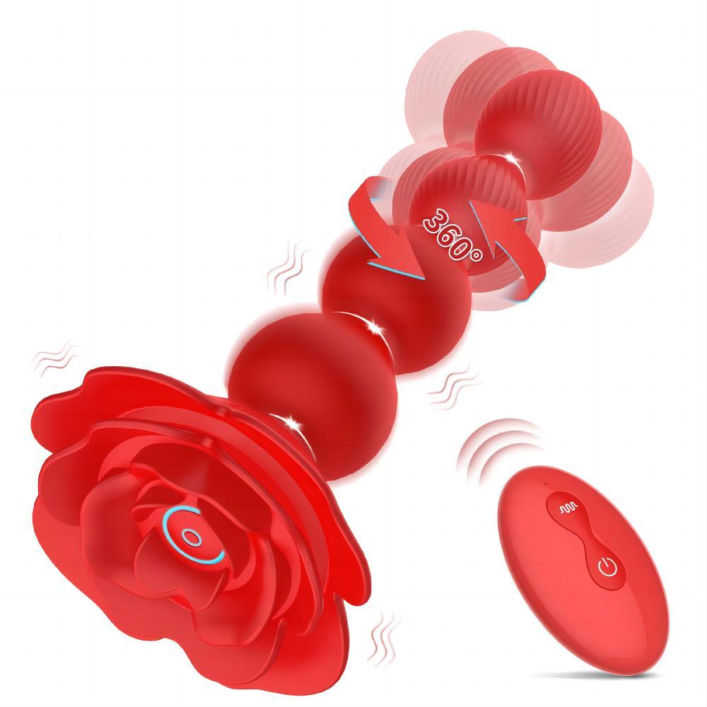 Anal Beads 10 Rotate Twist and Vibrating Modes Prostate Massager Graded Silicone Design Anal Vibrators Rose Toy