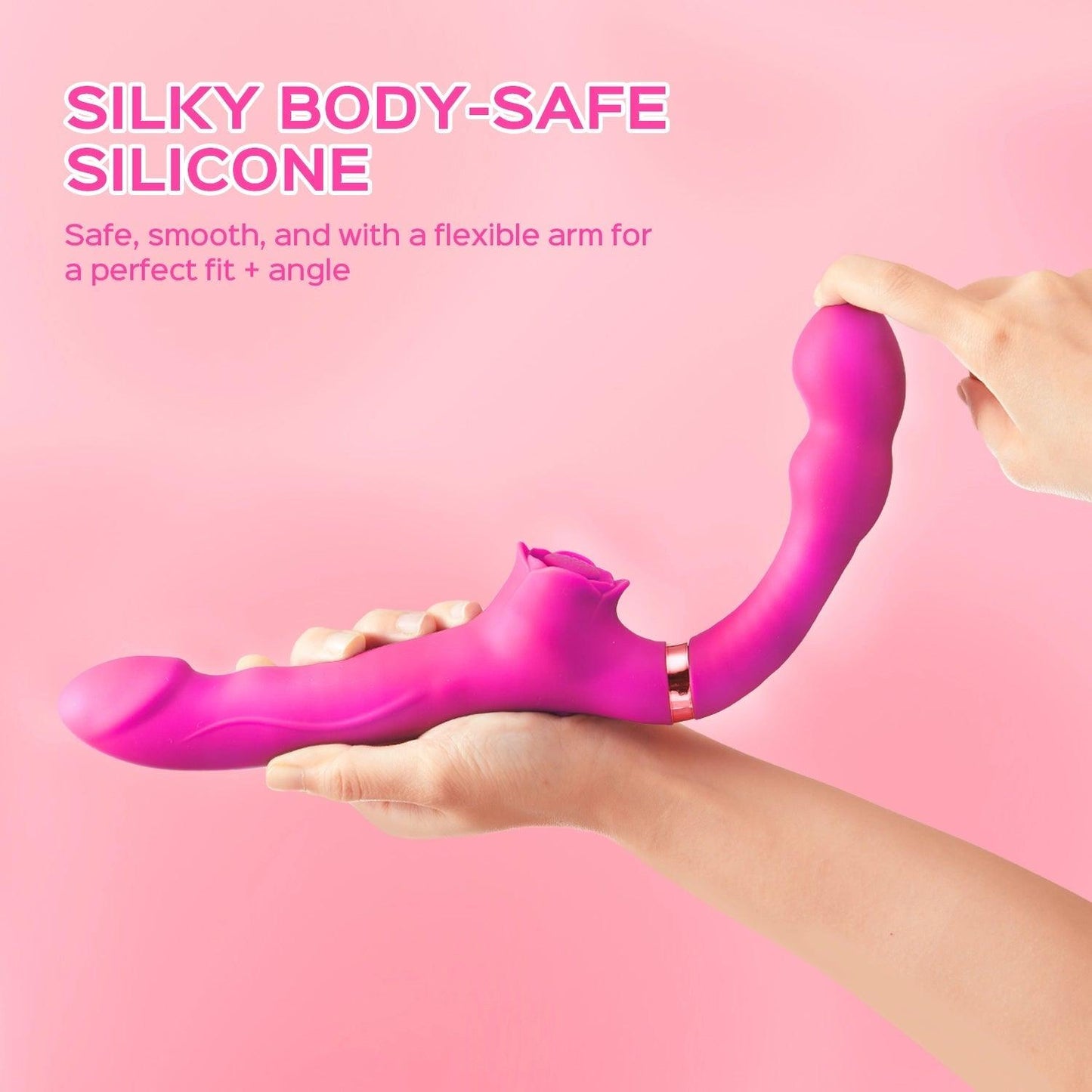 Remote Control Double-Ended Strap-On Dildo Bloom Tapping & Vibrating Strapless Vibrator for Lesbian - propinkup