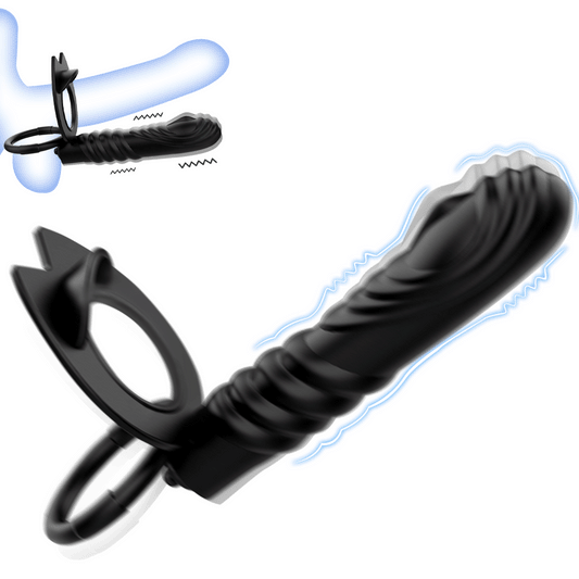 Strap on Penis Vibrator Double Penetration Penis Vibrator Couple Toy With Cock Rings