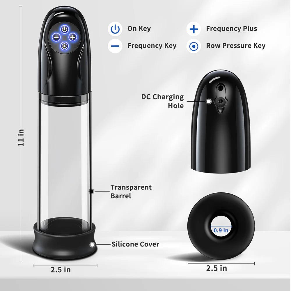 Flash Lights Penis Vacuum Pump With 5 Suction Modes Male Masturbator Penis Enlargement Pump - propinkup