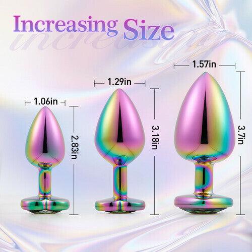 Felton Luxury Laser Color Diamond Base Anal Plug 3 Pcs Set