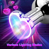 Heart Light Up  APP Control Anal Plug 9 Vibration Modes Stainless Steel Anal Vibrator