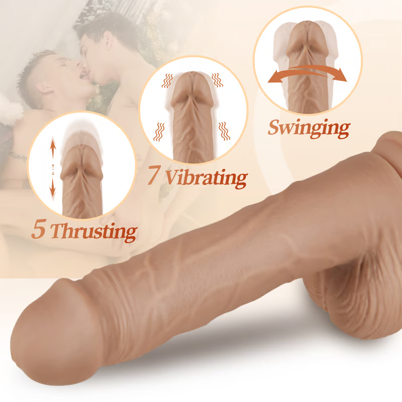 Auto Heating Realistic Dildos Huge Lifelike Dildo with Suction Cup 5 Thrusting 7 Vibrating Swinging G-Spot Vibrator