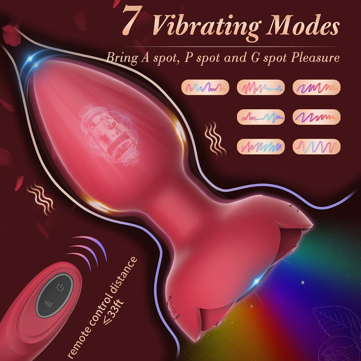 Laura Rose Vibrating Butt Plug Light Up With 7 Vibrations & Remote Control