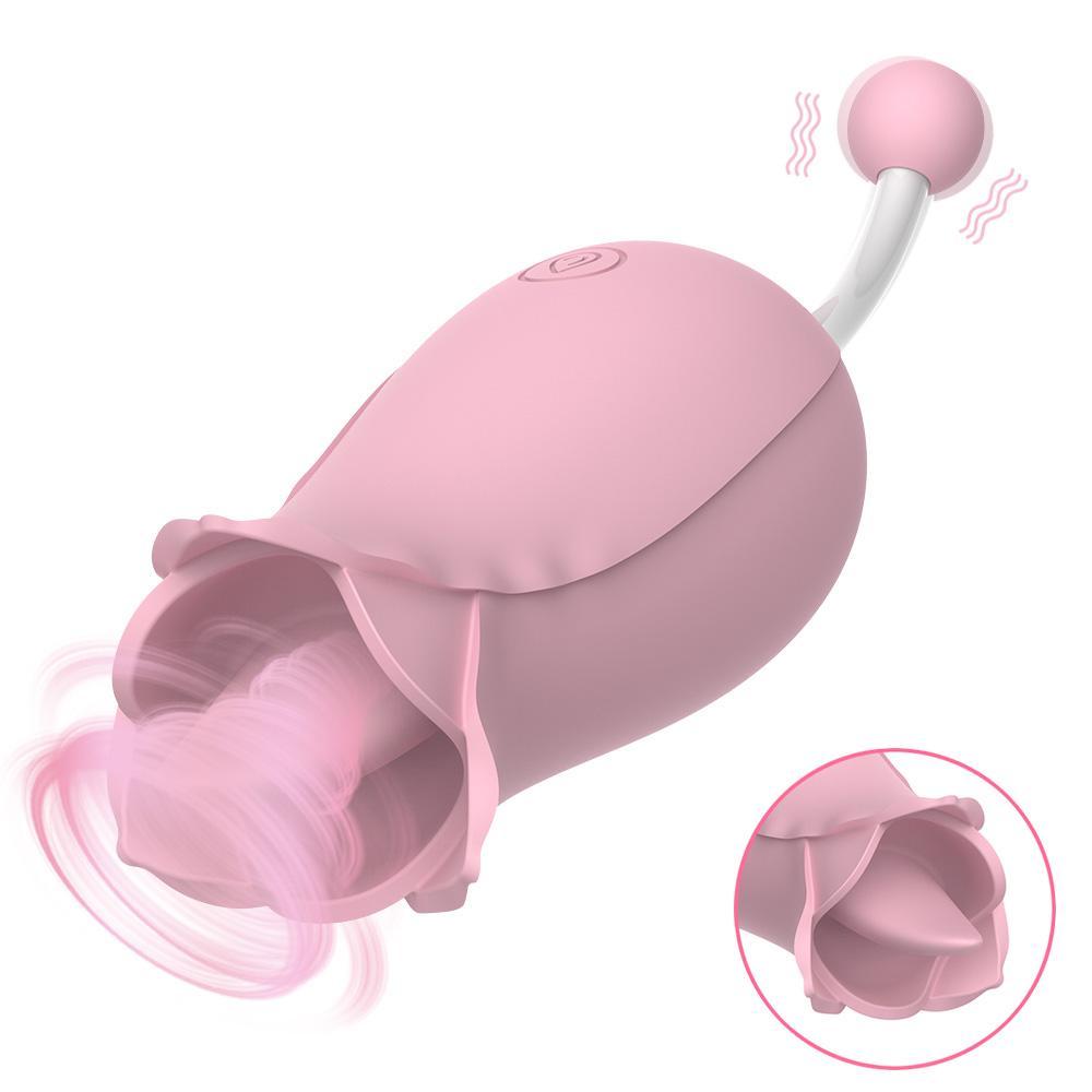 2 IN 1 Licking & High-Frequency G-Spot Rose Vibrator