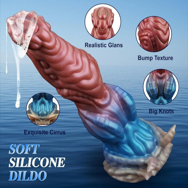 Hellin Dragon Monster Dildo Knotted Fantasy Animal Dildos 9.6" Anal Plug Silicone Adult Toy