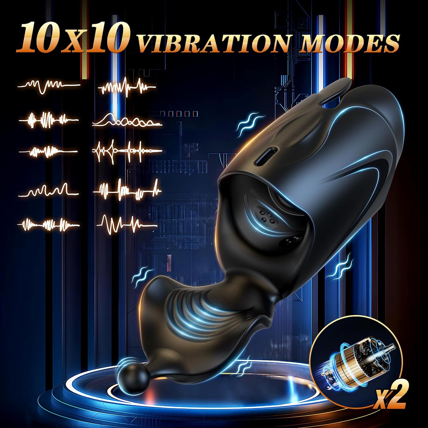 Penis-Vibrator, 2-Motor-Penis-Eichel-Training, 10 Vibrationsmodi, Penishülle, männlicher Masturbationstasse 
