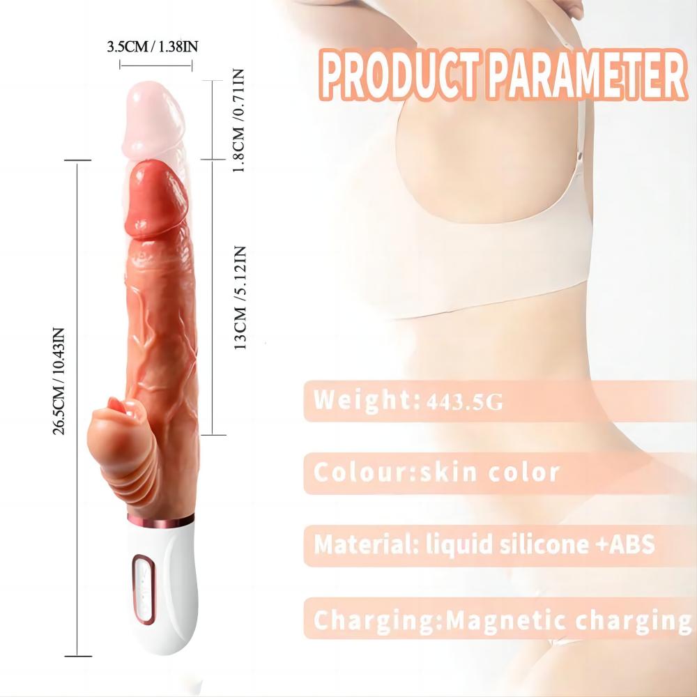 4 in 1 Realistic Dildo Machine with 12 Vibrating 2 Thrusting Tongue Licking & Heating