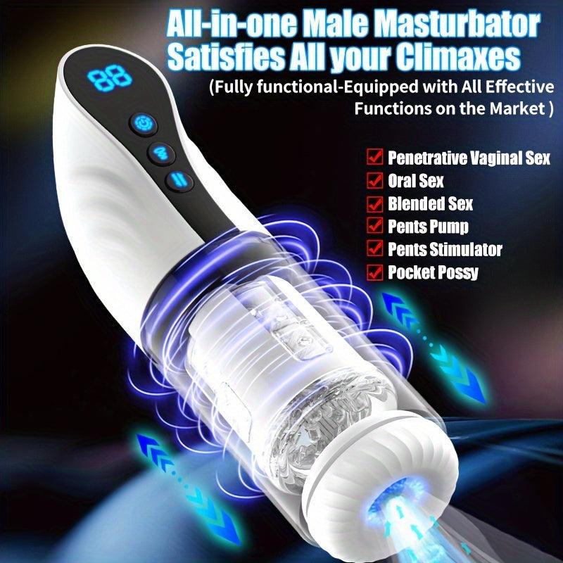 See-through Sucking Roration Masturbation Cup with Moaning Function LCD Screen - propinkup