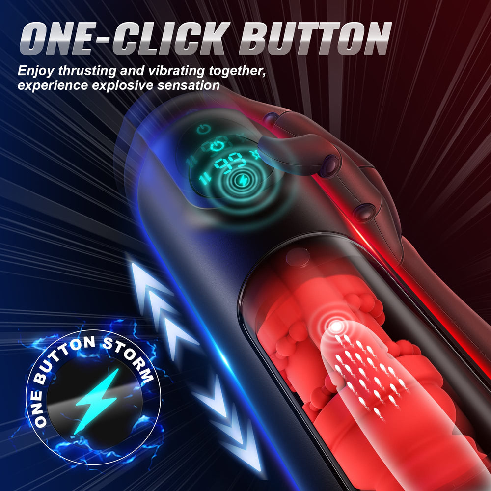 Ultra Soft TPE 8 Vibrating 8 Thrusting Modes Male Masturbators with LCD Display