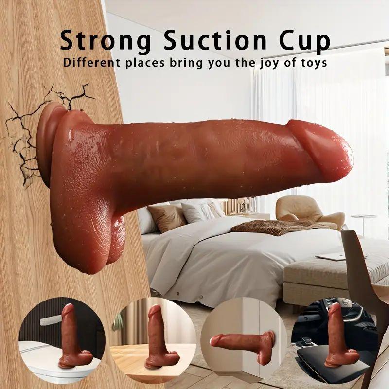 9.44in Thick Realistic Dildo Thrusting Vibrating Heating G-Spot Dildos with Strong Suction Cup & Remote Control - propinkup