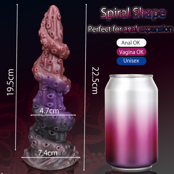 8.9 Inch Octopus Tentacle Dildo Monster Dildo with Unique Spiral Shape Fantasy Anal Plug