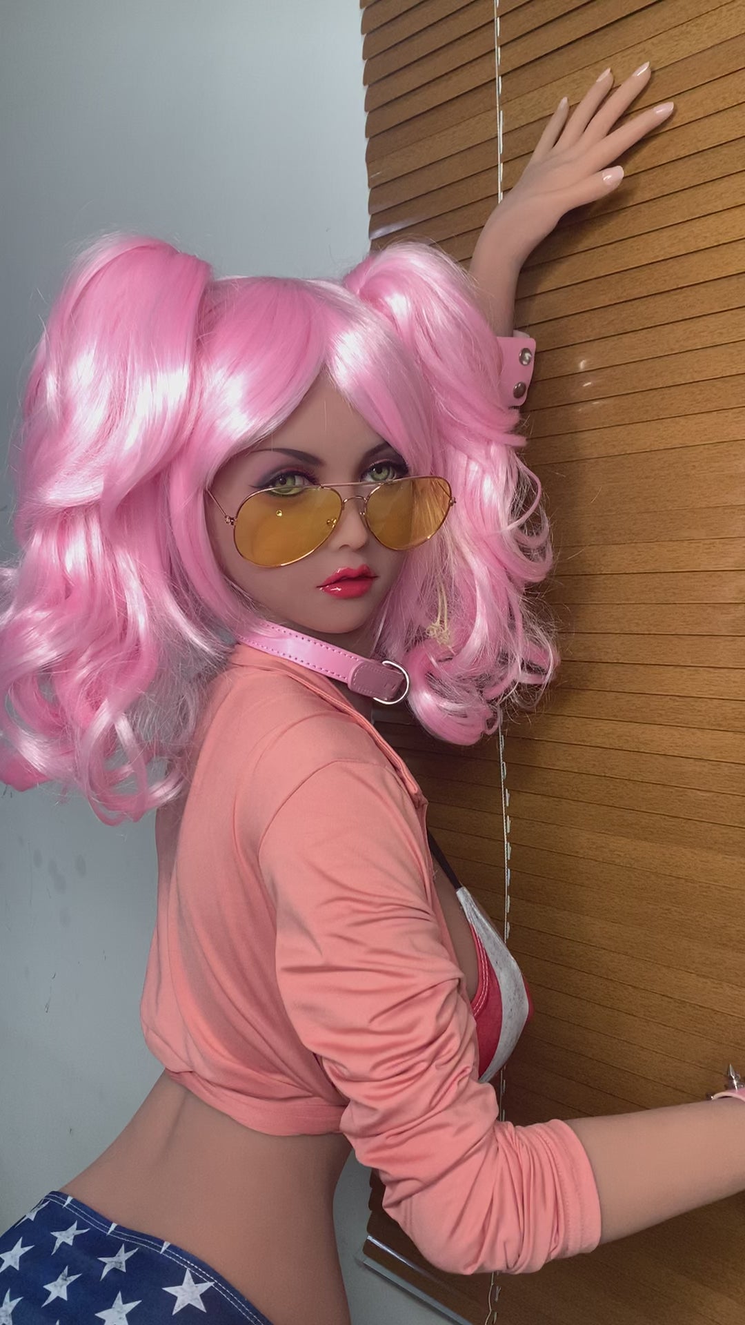 62.2IN 66.1LB Sex Doll Green Eyes With Pictured Pink Hair And 521 Pink Hair Masturbator