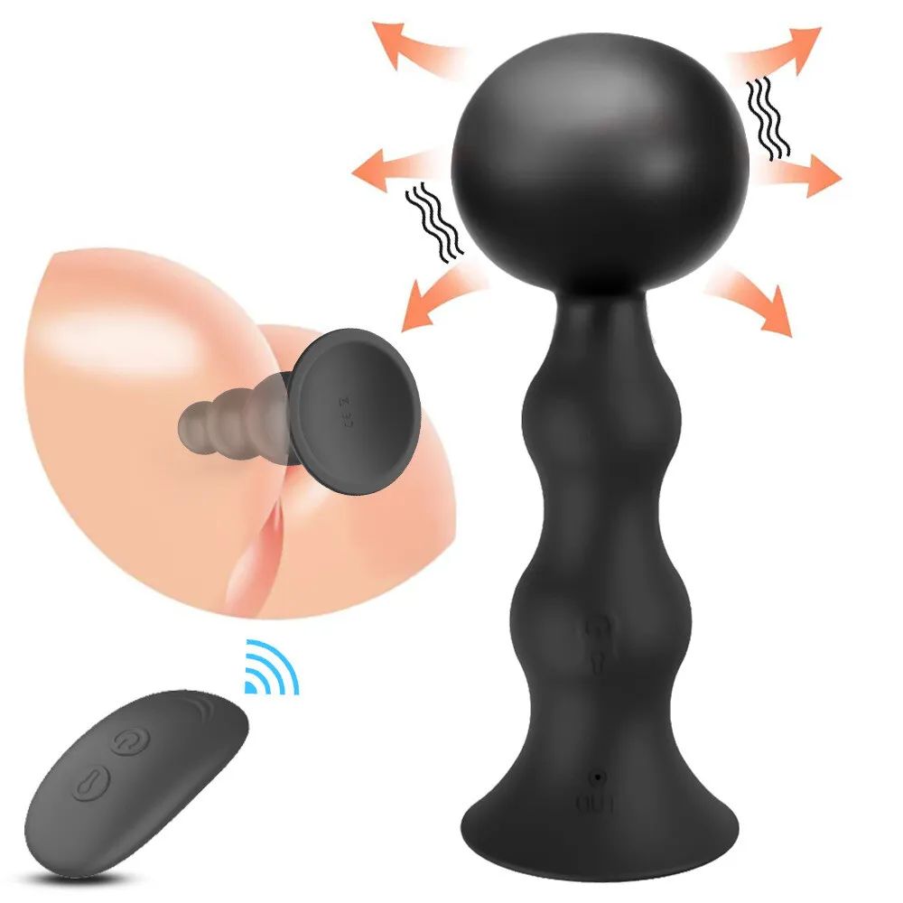 Aufblasbarer Butt Plug, 3 Analkugeln, kabellose Fernbedienung, elektrisches Teleskop-Prostata-Massagegerät 