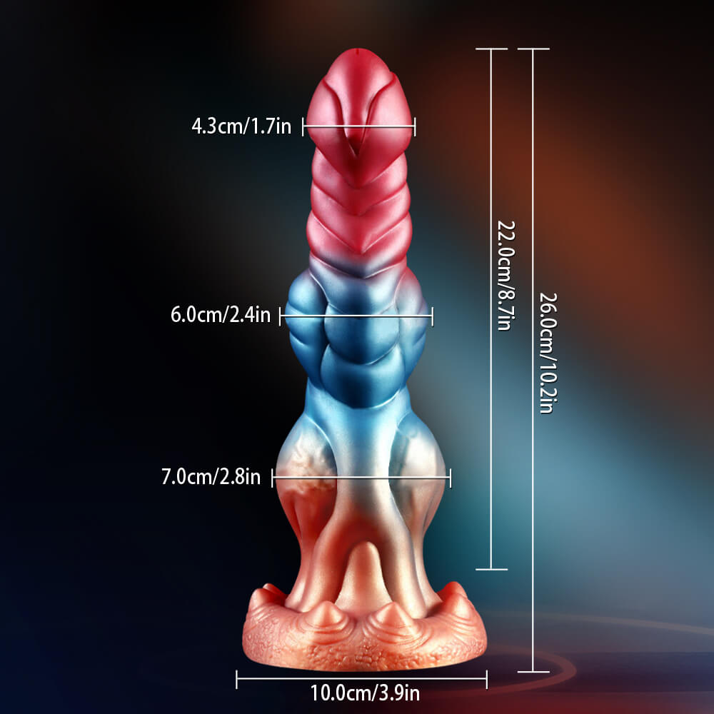 Thrusting Monster Dildo 10.2" Terry Fantasy Knotted Dildos 7 Thrusting 10 Vibrating & Auto Heating Woman Sex Toy