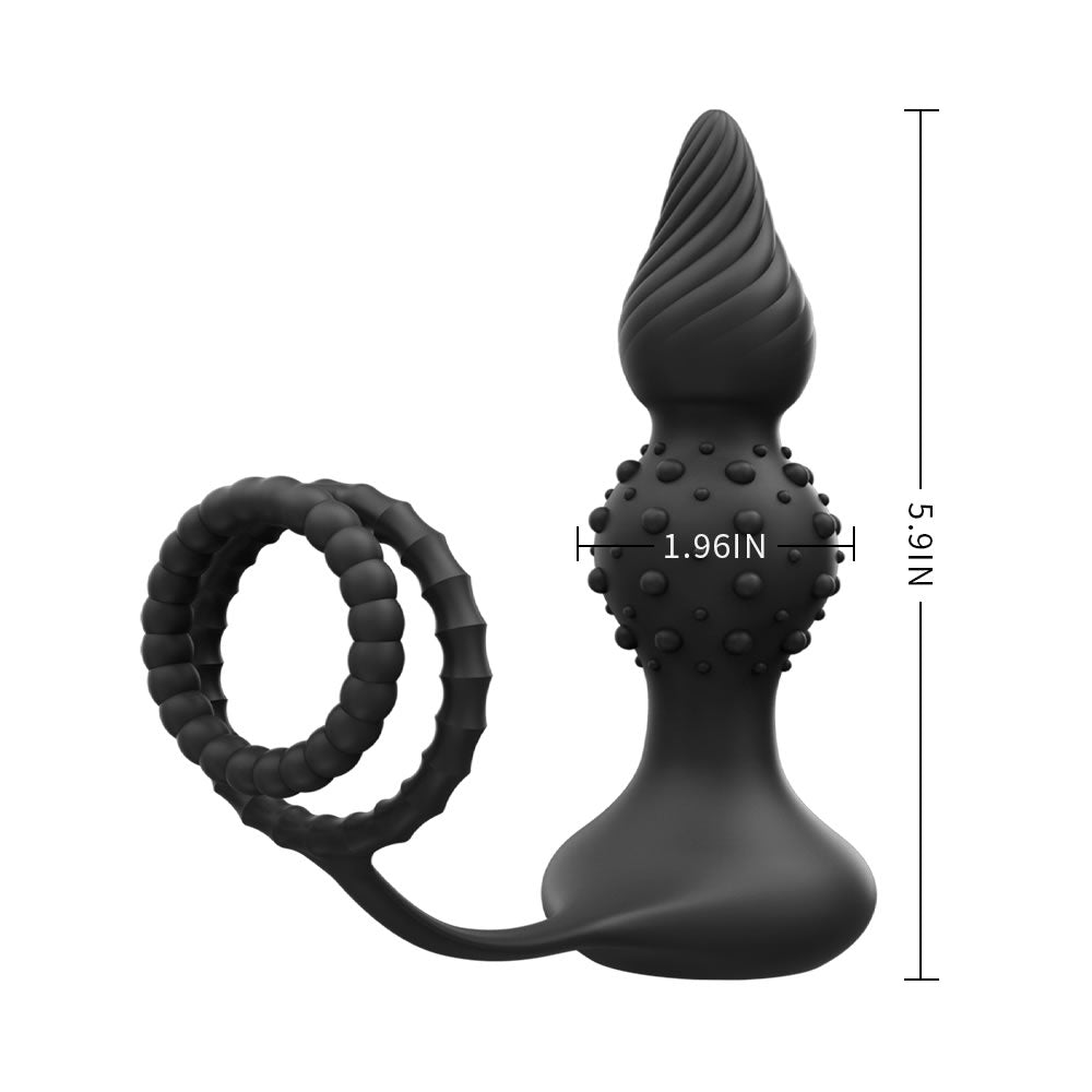 Anal Beads Remote Control Vibratiing Butt Plug with Penis Rings