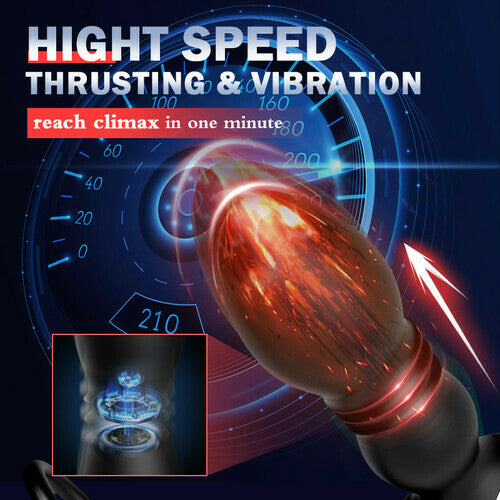 2 IN 1 Prostate Massager with 8 Thrusting 8 Vibration Modes Cock Ring Anal Vibrator