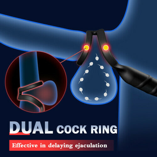2 IN 1 Prostate Massager with 8 Thrusting 8 Vibration Modes Cock Ring Anal Vibrator